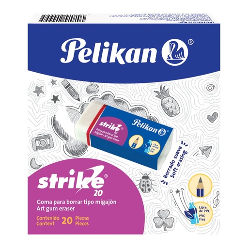 [001050] Borrador Goma Blanca Strike 20 C/ 20 pzs Pelikan