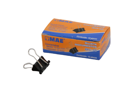 [001134] Binder Clip 15 mm 1/2" C/ 12 pzs Mae
