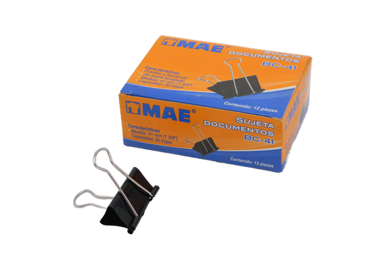 [001138] Binder Clip 41 mm 1 5/8" C/ 12 pzs Mae