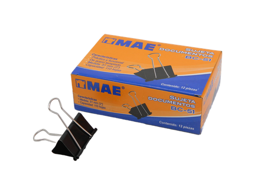 [001139] Binder Clip 51 mm 2" C/ 12 pzs Mae