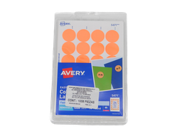 [001158] Etiqueta Redonda 3/4 Naranja Neon C/ 1,008 etiquetas Avery