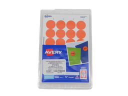 [001165] Etiqueta Redonda 3/4 Naranja C/ 1,008 etiquetas Avery