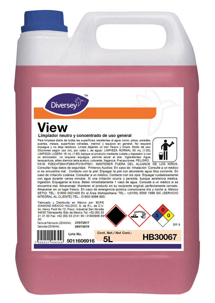 Limpiador Multiusos Neutro View 5 lts C/ 4 pzs Diversey
