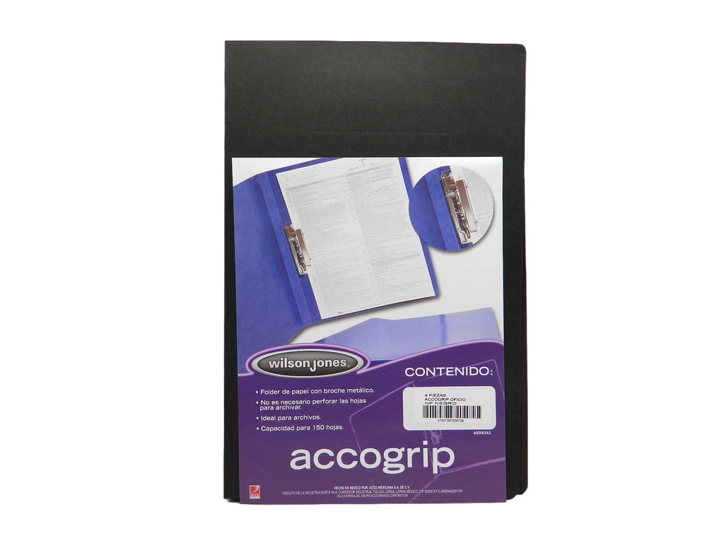 Folder Accogrip C/ Palanca T/ Oficio Negro C/ 4 pzs Acco