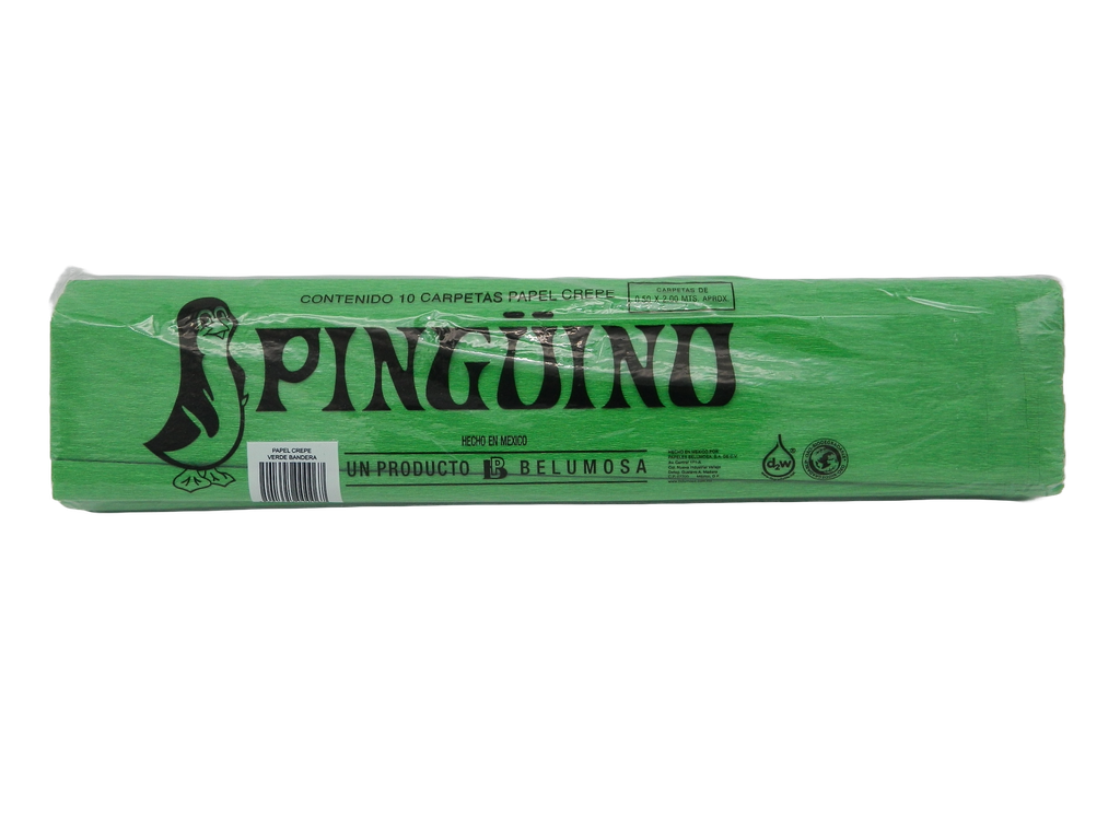 Papel Crepe Pingüino Verde Bandera C/ 10 pzs Belumosa