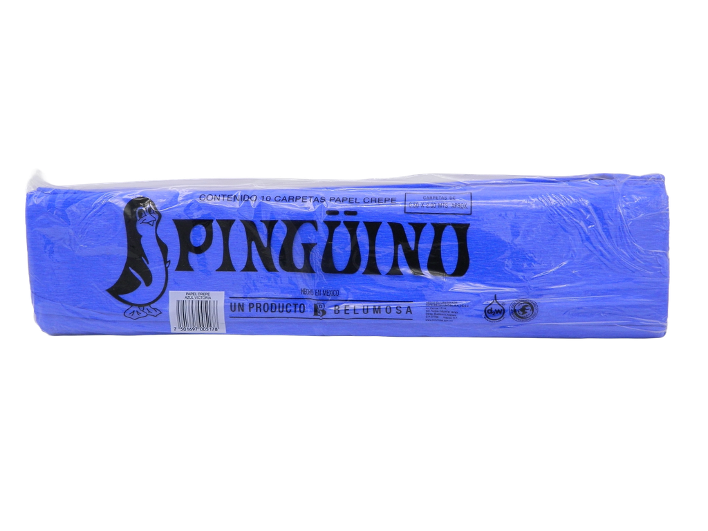 Papel Crepe Pingüino Azul Victoria C/ 10 pzs Belumosa
