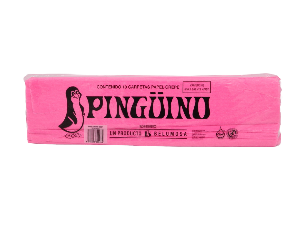 Papel Crepe Pingüino Rosa Mexicano C/ 10 pzs Belumosa