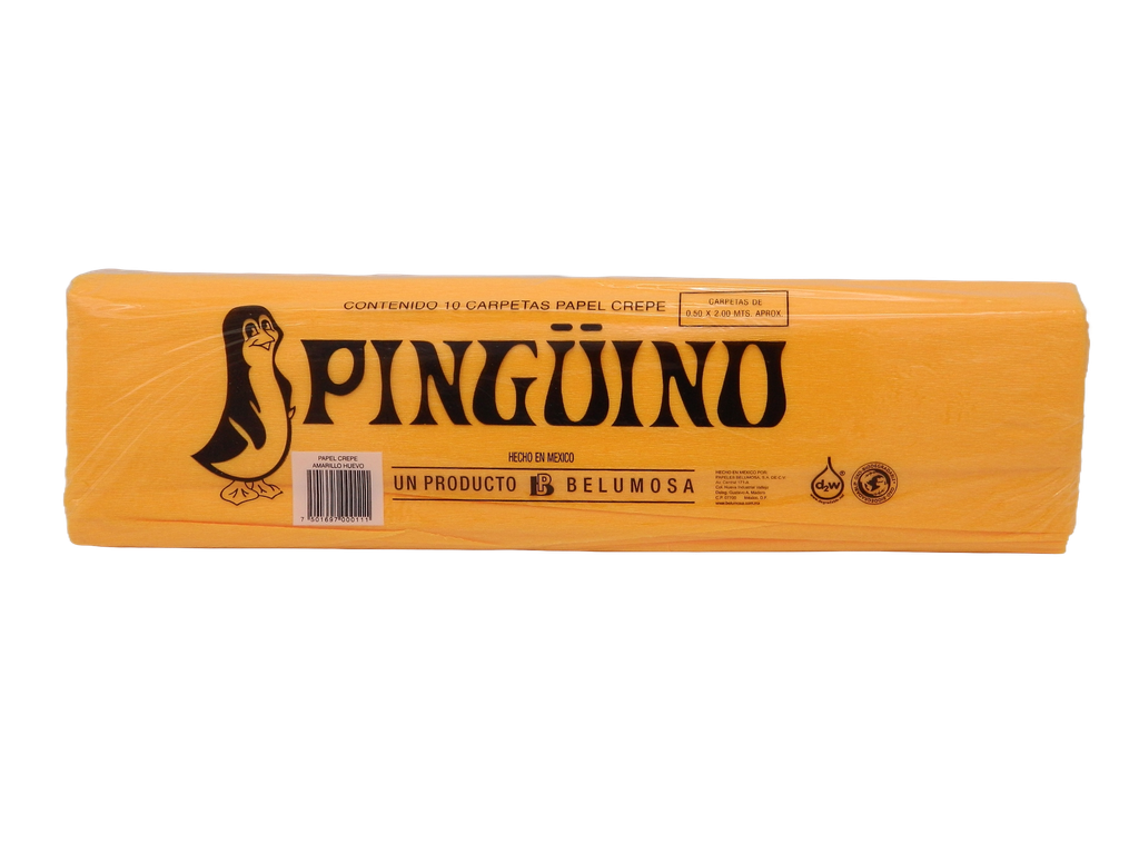 Papel Crepe Pingüino Amarillo Huevo C/ 10 pzs Belumosa