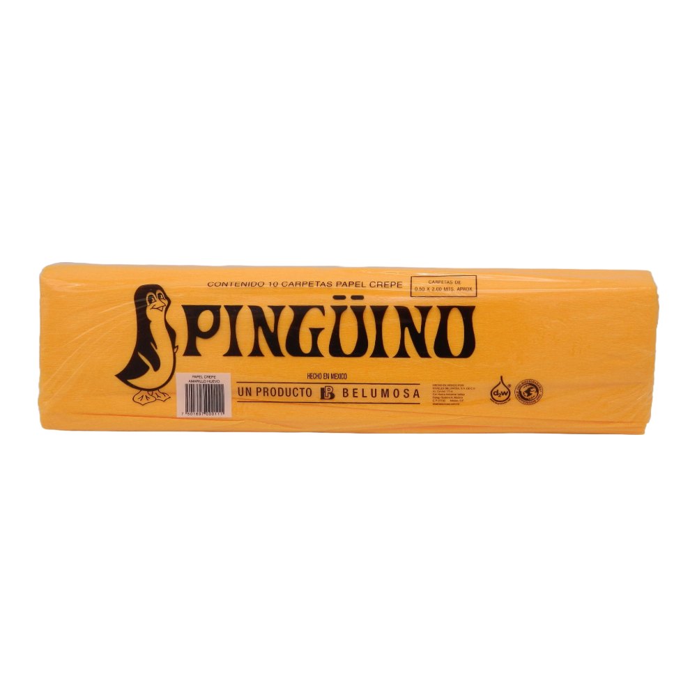 Papel Crepe Pingüino Amarillo Huevo C/ 10 pzs Belumosa