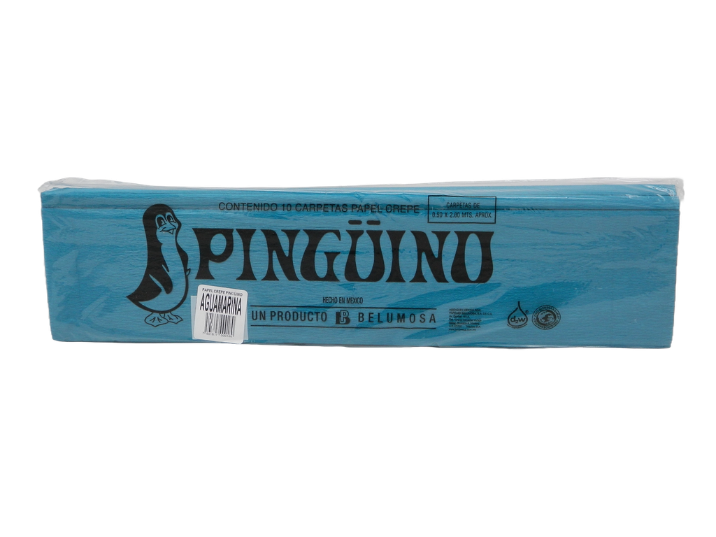 Papel Crepe Pingüino Aqua Marina C/ 10 pzs Belumosa
