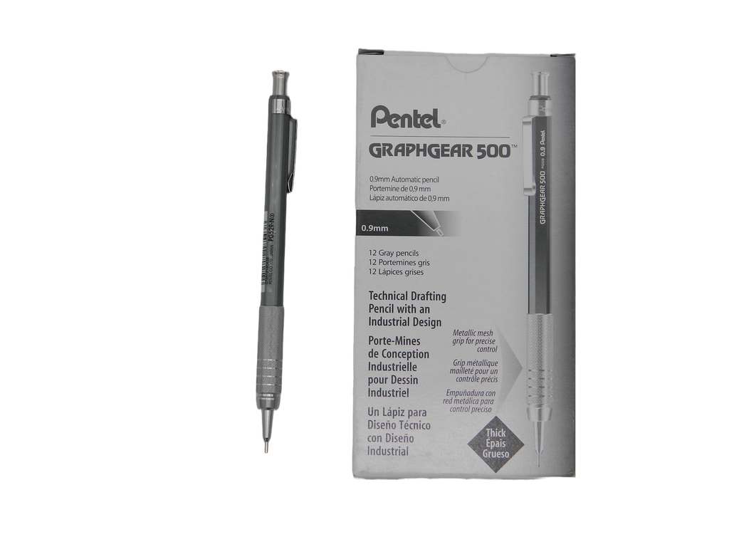 Lapicero Graphgear 500 0.9 mm Gris C/ 12 pzs Pentel