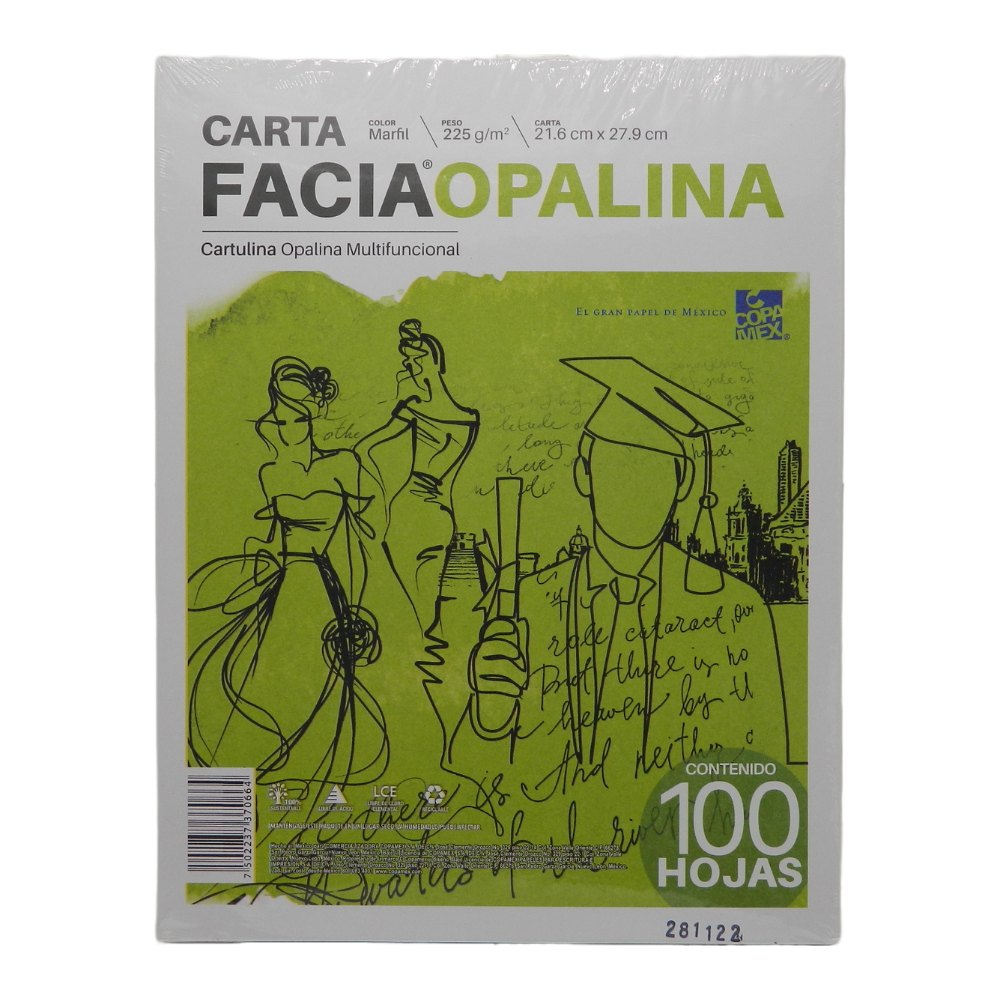 Cartulina Opalina Marfil T/ Carta 225 grs C/ 100 hjs Copamex