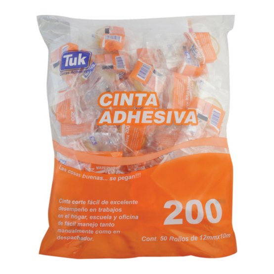 Cinta Adhesiva Transparente T-200 12 x 10 C/ 50 pzs Tuk