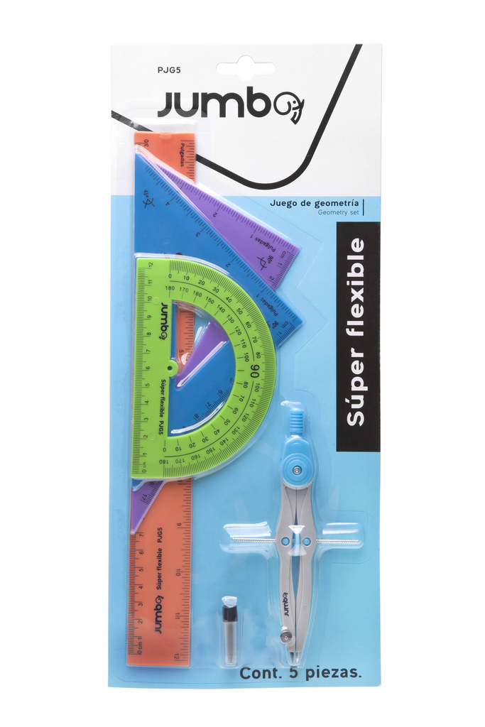 Juego Geometrico Flexible Grande C/ Compas Plastico Jumbo