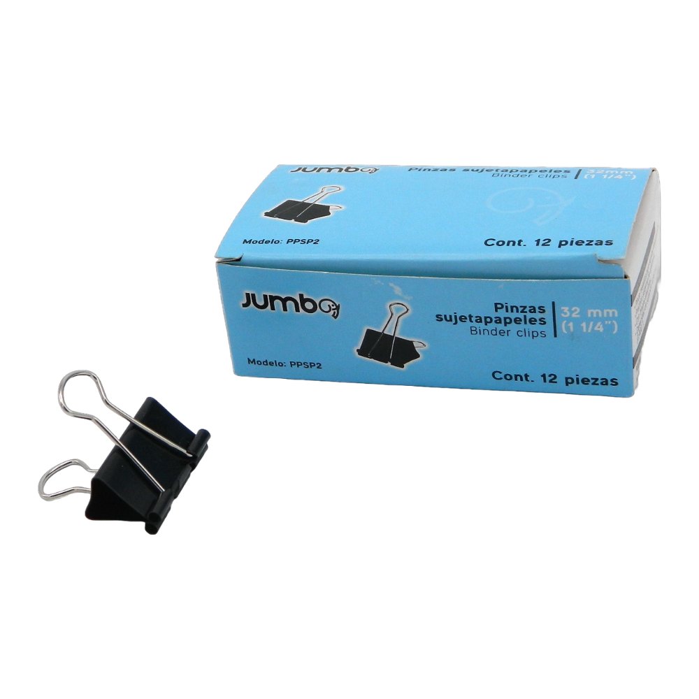 Binder Clip 32 mm 1 1/4" C/ 12 pzs Jumbo
