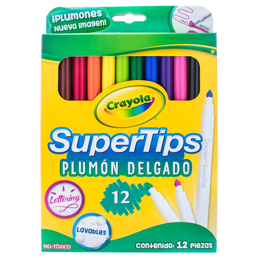 Plumones Delgados Supertips C/ 12 pzs Crayola