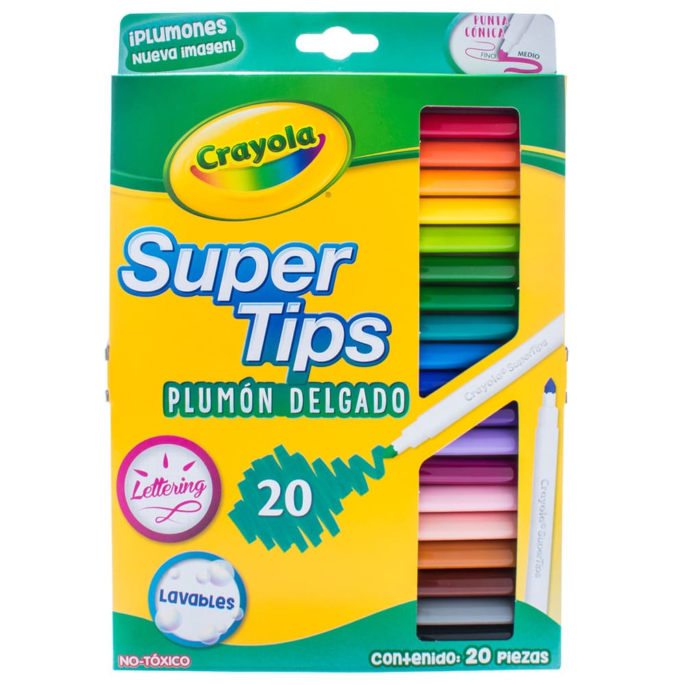 Plumones Delgados Supertips C/ 20 pzs Crayola