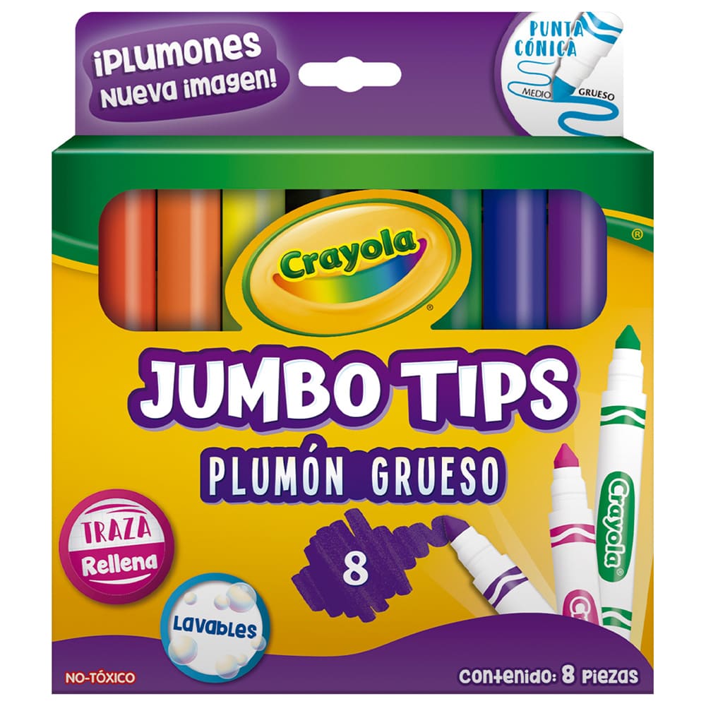 Plumones Gruesos Jumbotips C/ 8 pzs Crayola