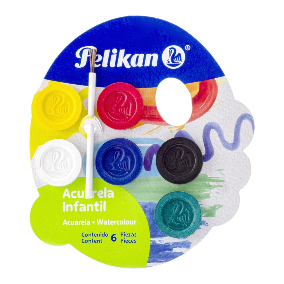 Acuarela Infantil C/ 6 Colores C/ 10 pzs Pelikan