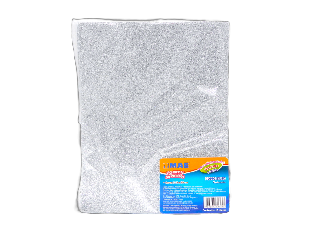 Foamy Diamantado T/ Carta Plata C/ 10 pzs Mae