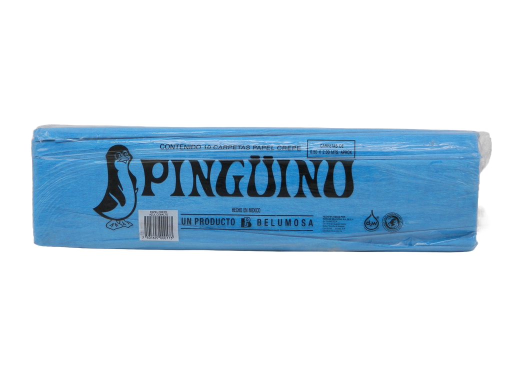 Papel Crepe Pingüino Azul Cobalto C/ 10 pzs Belumosa