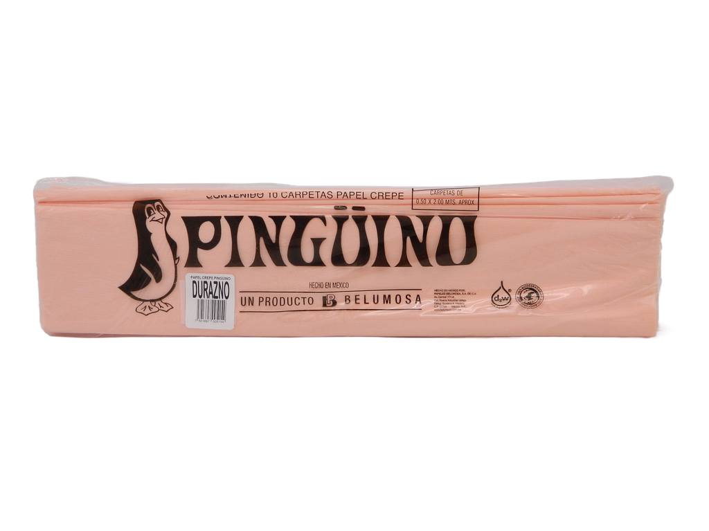 Papel Crepe Pingüino Durazno C/ 10 pzs Belumosa