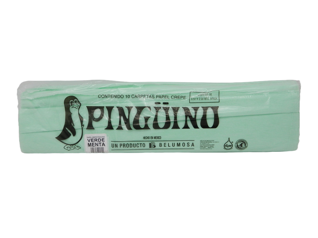 Papel Crepe Pingüino Verde Menta C/ 10 pzs Belumosa