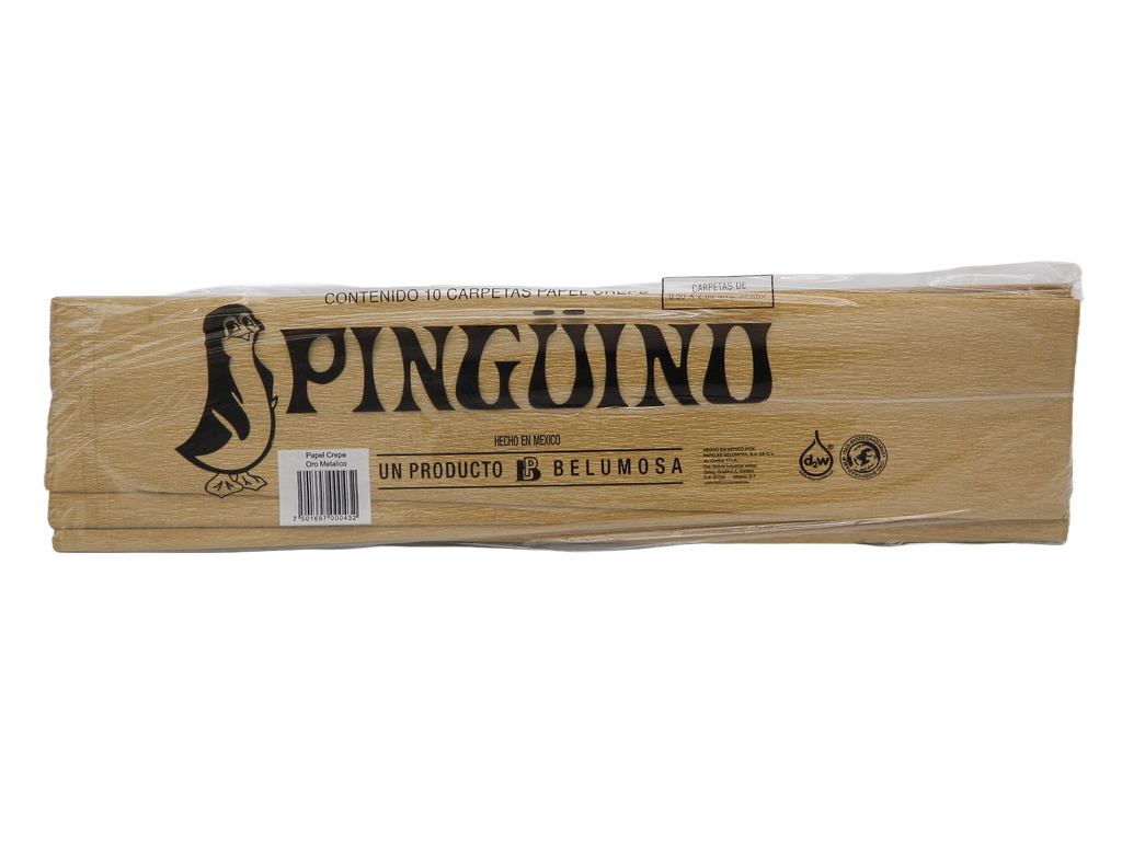 Papel Crepe Pingüino Oro Metalico C/ 10 pzs Belumosa
