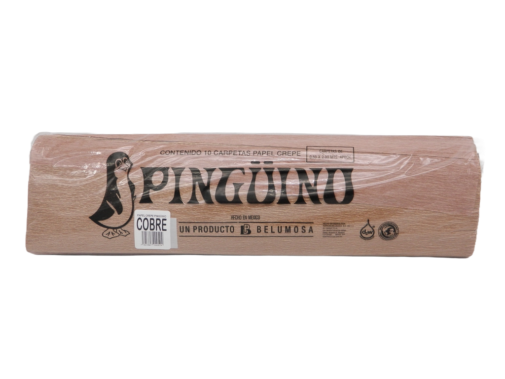 Papel Crepe Pingüino Cobre Metalico C/ 10 pzs Belumosa