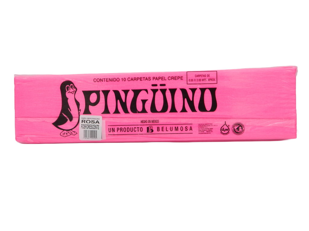 Papel Crepe Pingüino Rosa Fosforescente C/ 10 pzs Belumosa