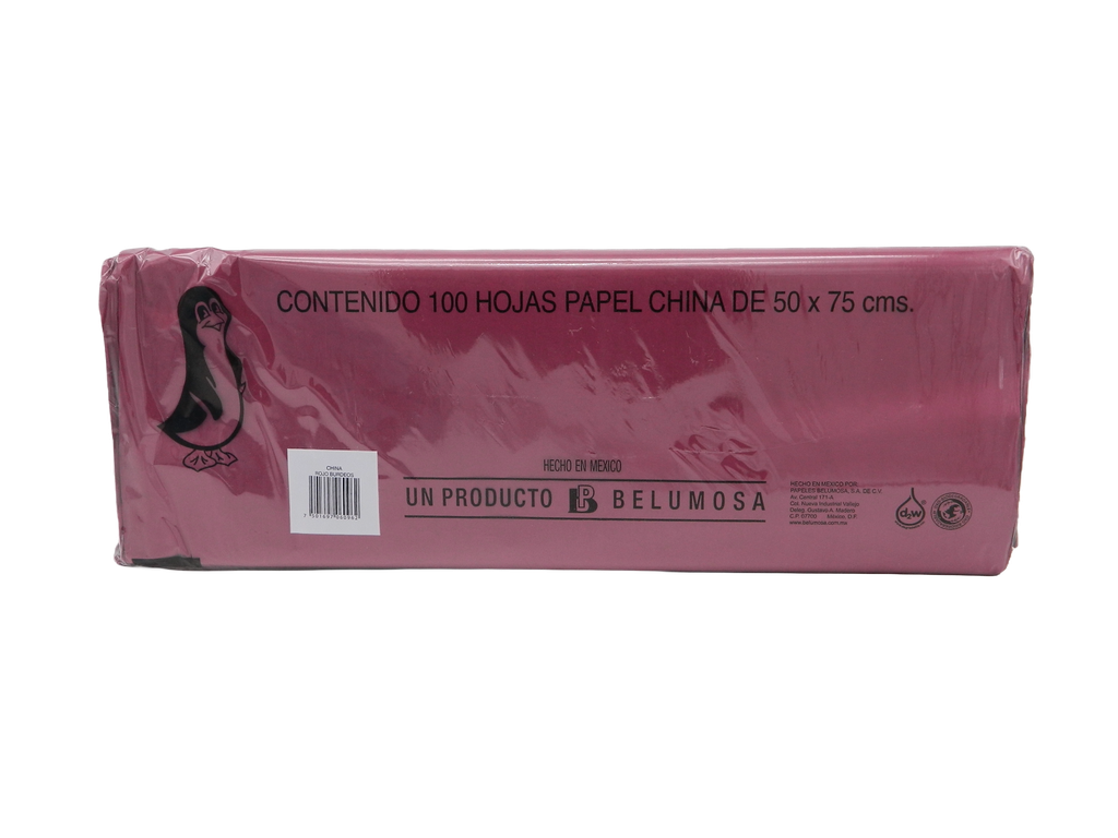 Papel China Pingüino 50x75 cms Rojo Burdeos C/ 100 pzs Belumosa