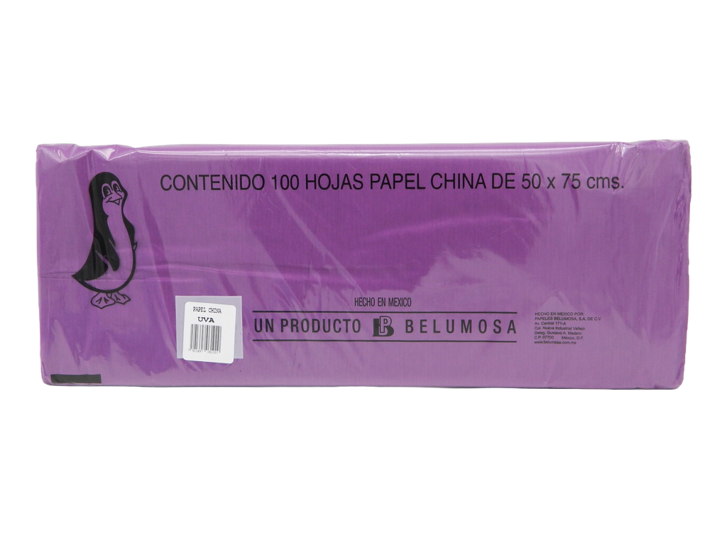 Papel China Pingüino 50x75 cms Uva C/ 100 pzs Belumosa