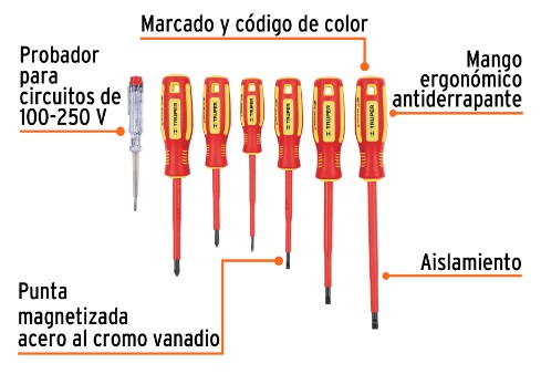 Juego Desarmadores Dieletricos C/ 6 pzs 14196 Truper
