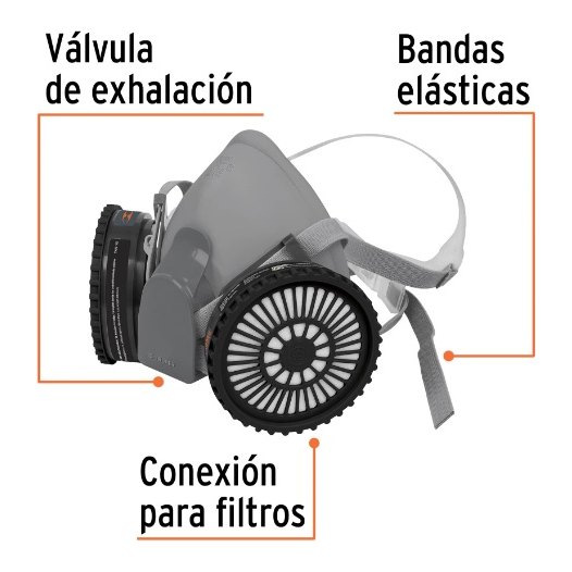 Respirador Profesional Media Cara Con Cartucho Vapores 13731 Truper