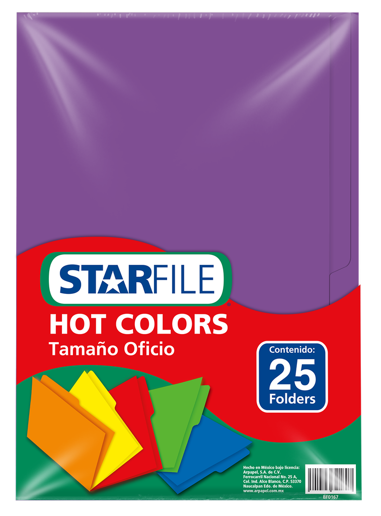 Folder Hot Color T/ Oficio Morado C/ 25 pzs Arpapel