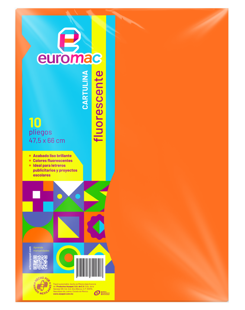 Cartulina Fluorescente Naranja C/ 10 pzs Arpapel
