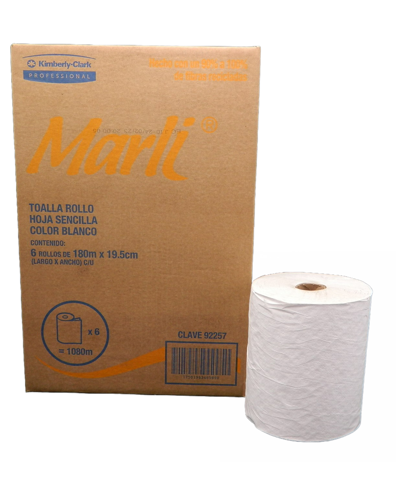 Toalla Rollo Marli Blanca 180 mts C/ 6 pzs 92257 Kimberly