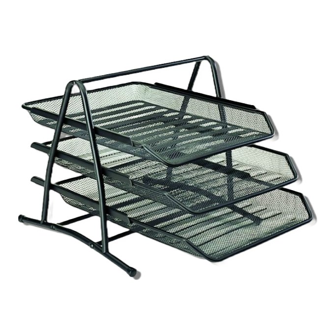 Charola 3 Niveles Mesh Negro Sablon