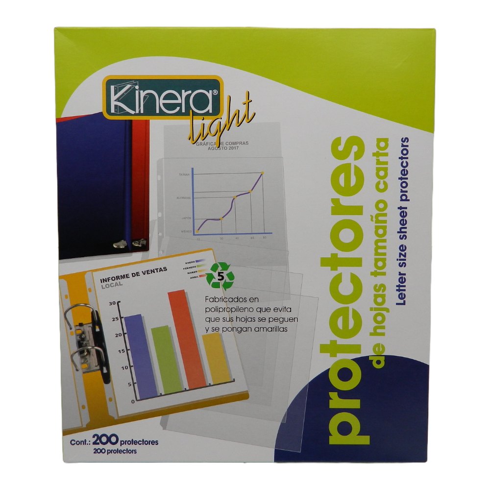 Protector de Hojas Kinera Light T/ Carta C/ 200 pzs Azor