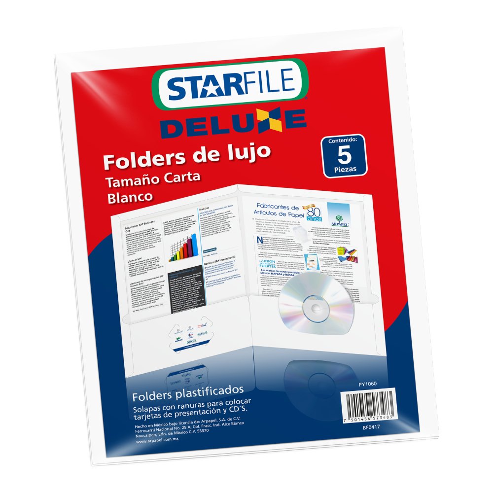 Folder Deluxe T/ Carta Blanco C/ 5 pzs Arpapel