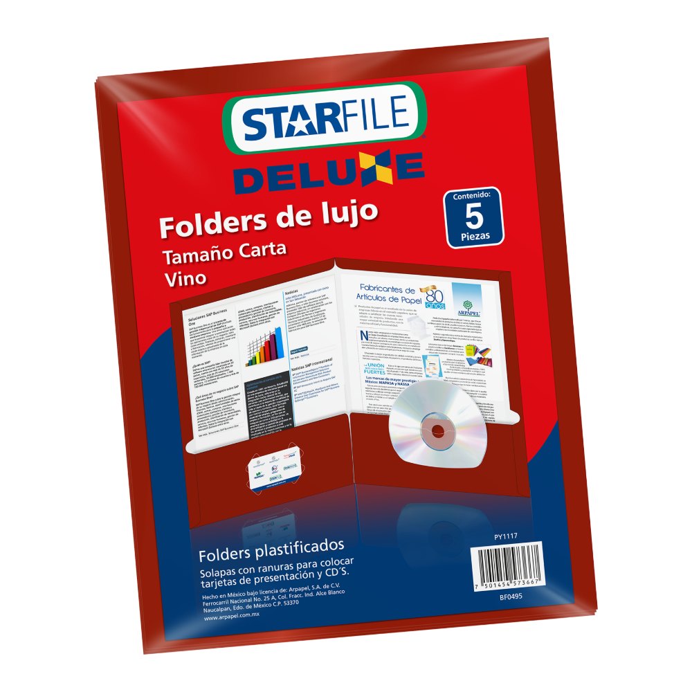 Folder Deluxe T/ Carta Vino C/ 5 pzs Arpapel