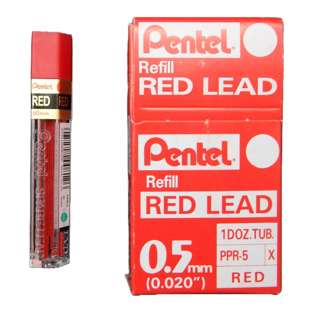 Puntillas Hi-Polymer Rojo 0.5 mm C/ 12 puntillas C/ 12 pzs Pentel