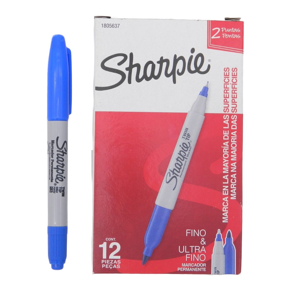 Marcador Sharpie Twin Tip Azul C/ 12 pzs Newell