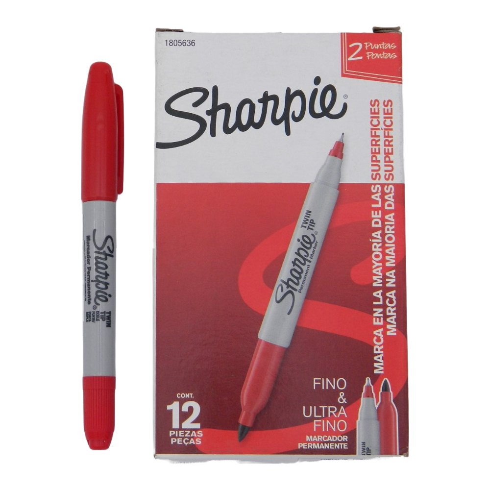 Marcador Sharpie Twin Tip Rojo C/ 12 pzs Newell
