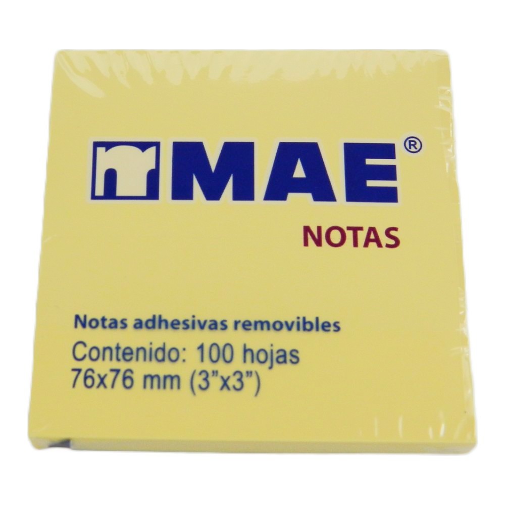 Notas Adhesivas 3 x 3 Amarillo C/ 100 pzs Mae