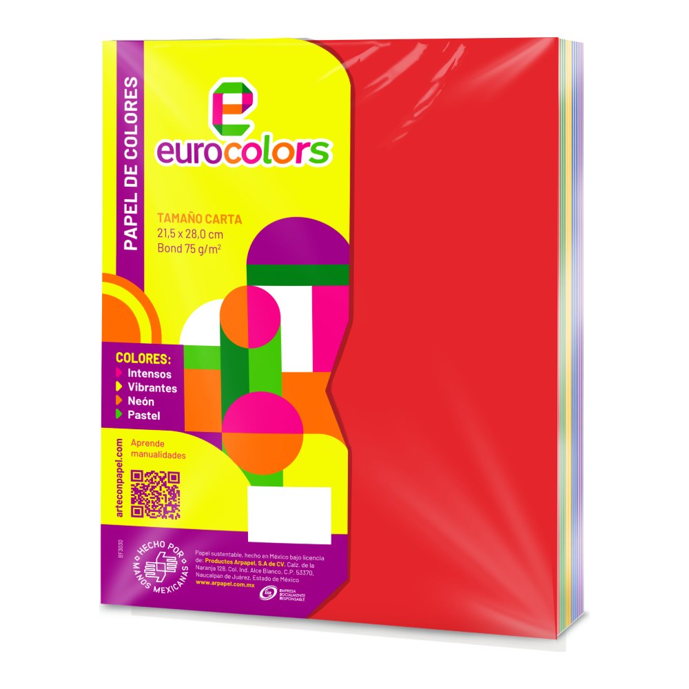 Papel Eurocolor T/ Carta Surtido Intensos C/ 100 pzs Arpapel