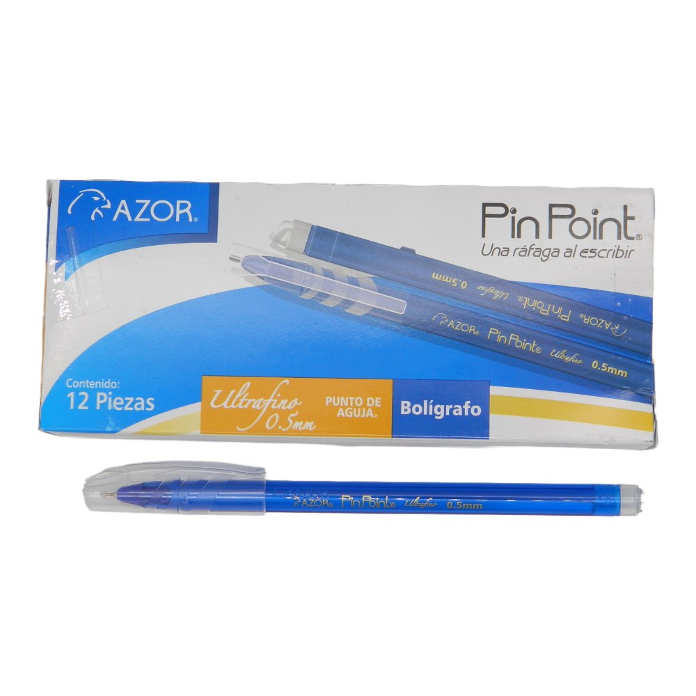 Pluma PinPoint 0.5 mm P/ Ultrafino Azul C/ 12 pzs Azor