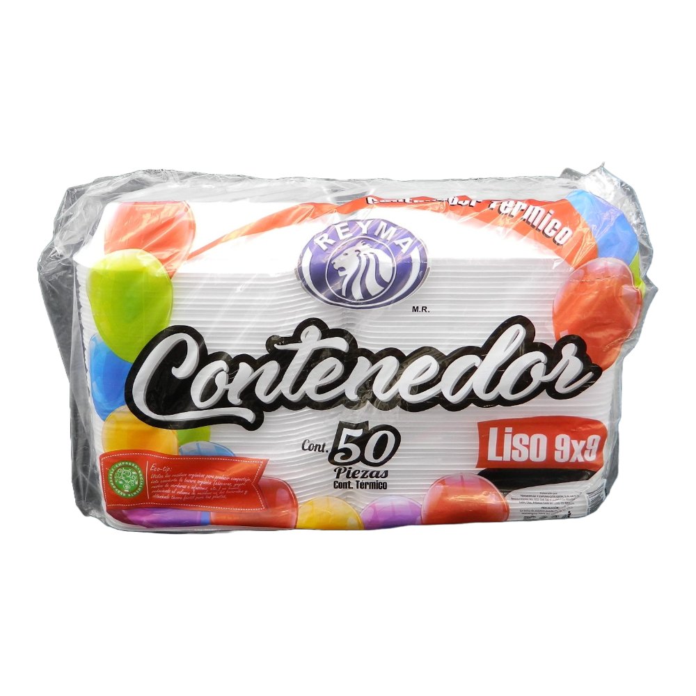 Contenedor Liso 9 x 9 C/ 50 pzs C/ 4 pqts Reyma