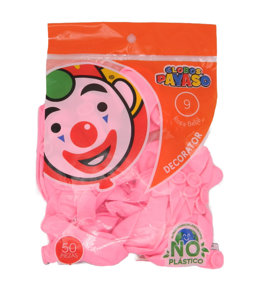 Globos Rosas #9 C/ 50 pzs Payaso