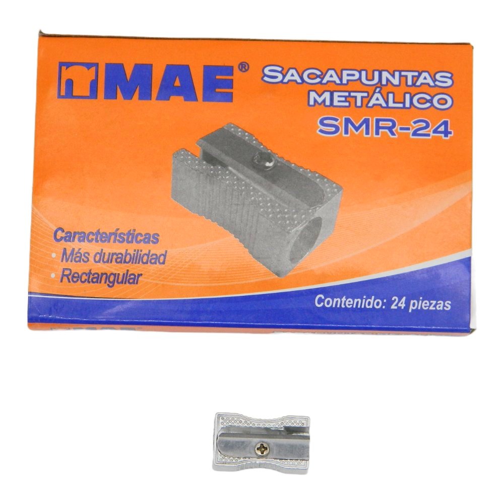Sacapuntas Metalico Rectangular C/ 24 pzs Mae